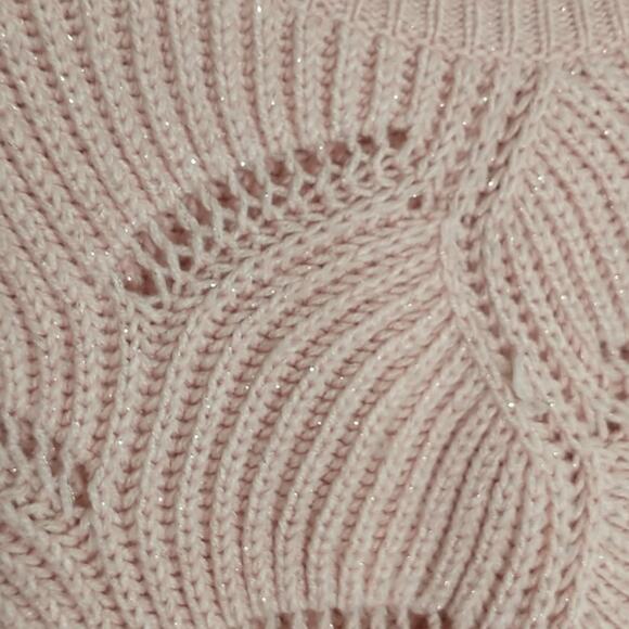 A new day Scalloped Seashell Sweater Women's S Pink Metallic Long Sleeve Knit - Picture 8 of 10